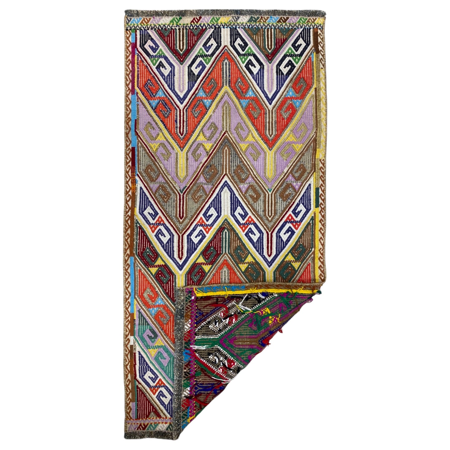 Alfombra kilim turca vintage colorida de Cicim/Jijim
