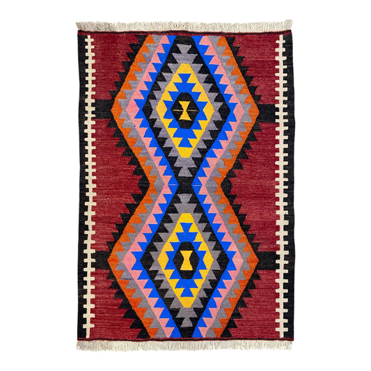 Geometric Aztec Design Kilim Rug
