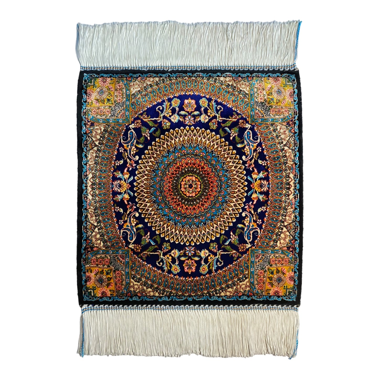 Navy Blue Silk Rug Carpet Wall Hanging