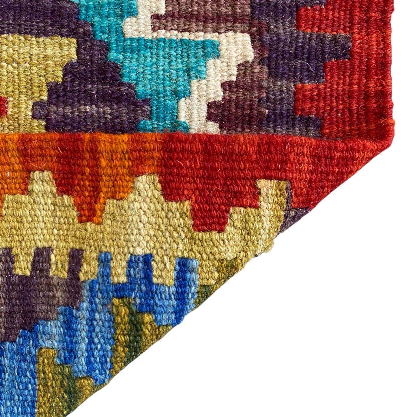 Geometric Aztek Design Narrow Short Kilim Runner Rug
