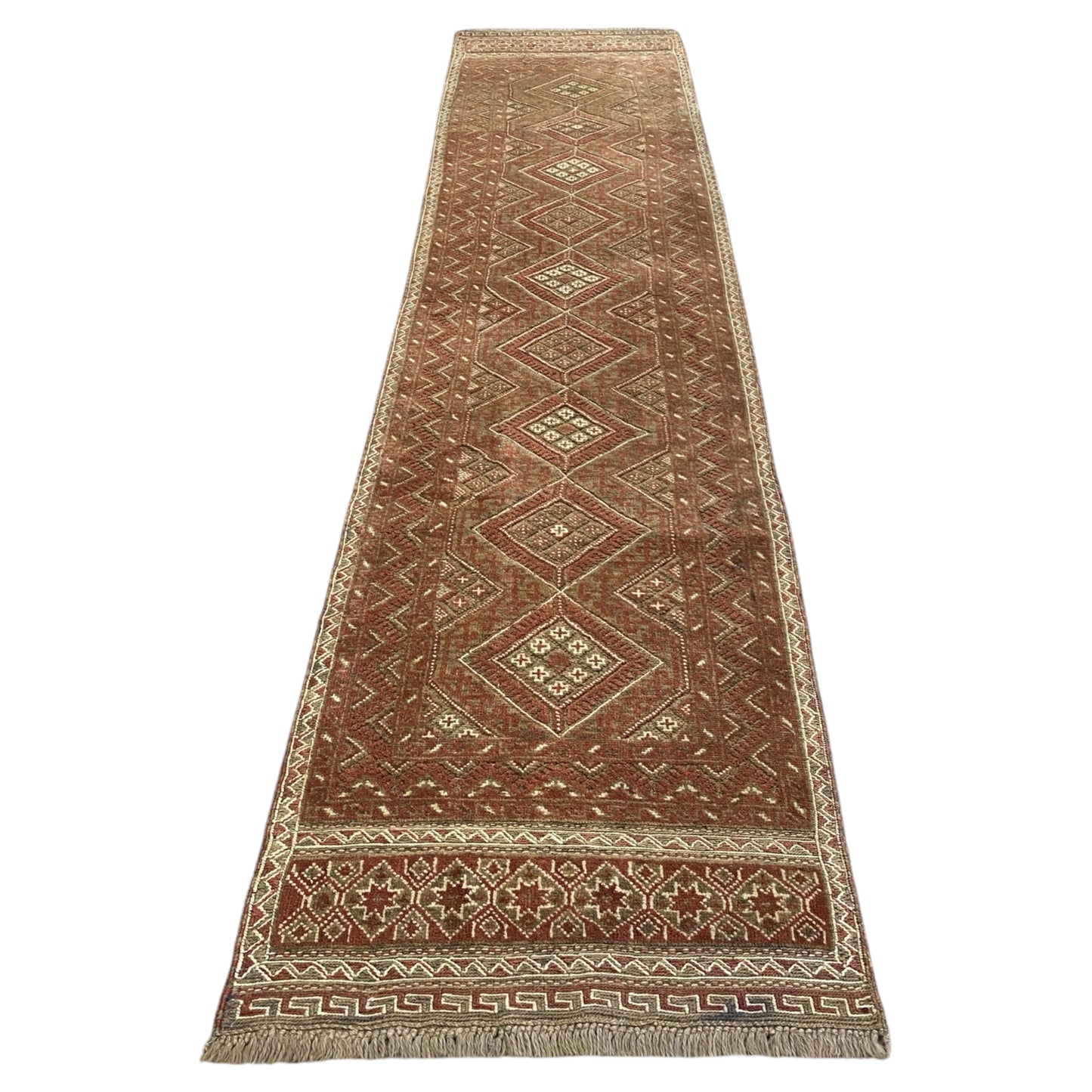 2'x9' Muted Pastel Color Tribal Runner Rug