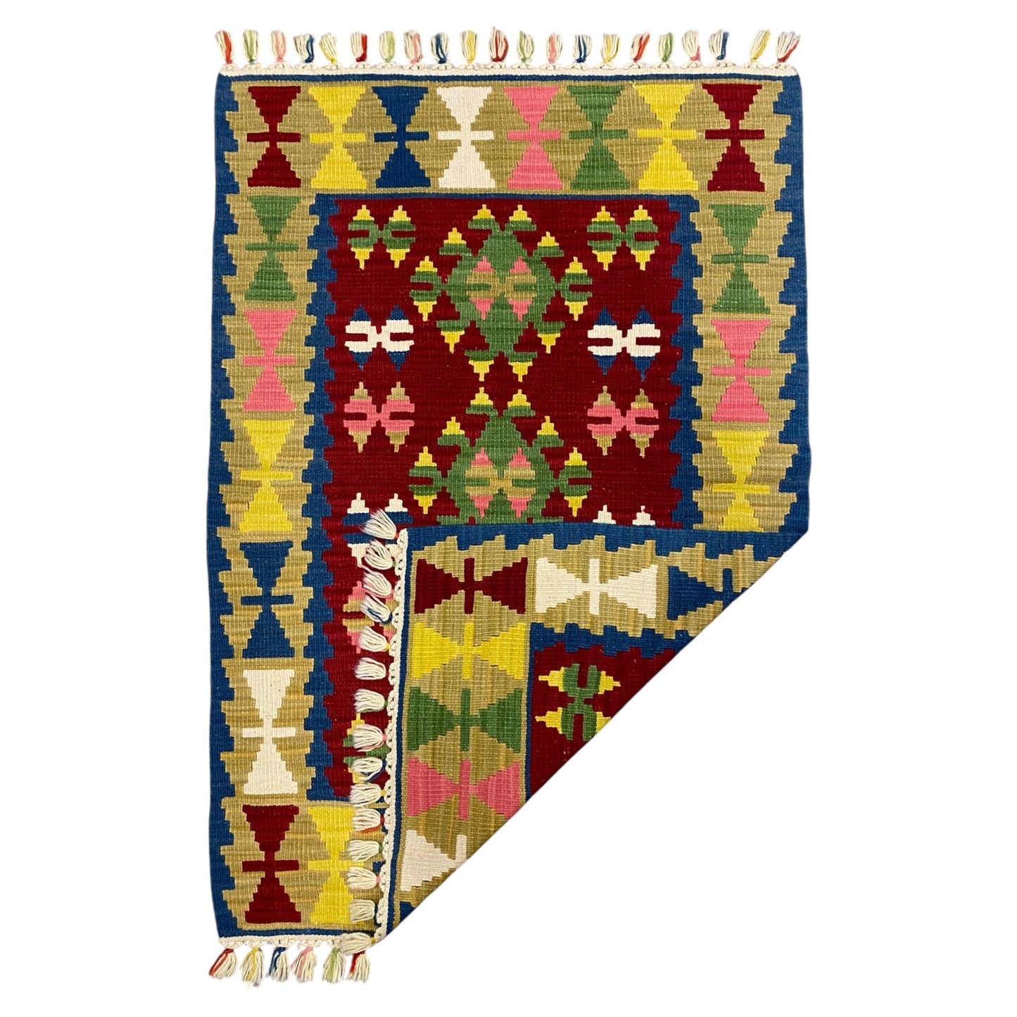 3'x4' Colorful Bohemian Turkish Avsar Kilim Rug - Kilim Art Gallery