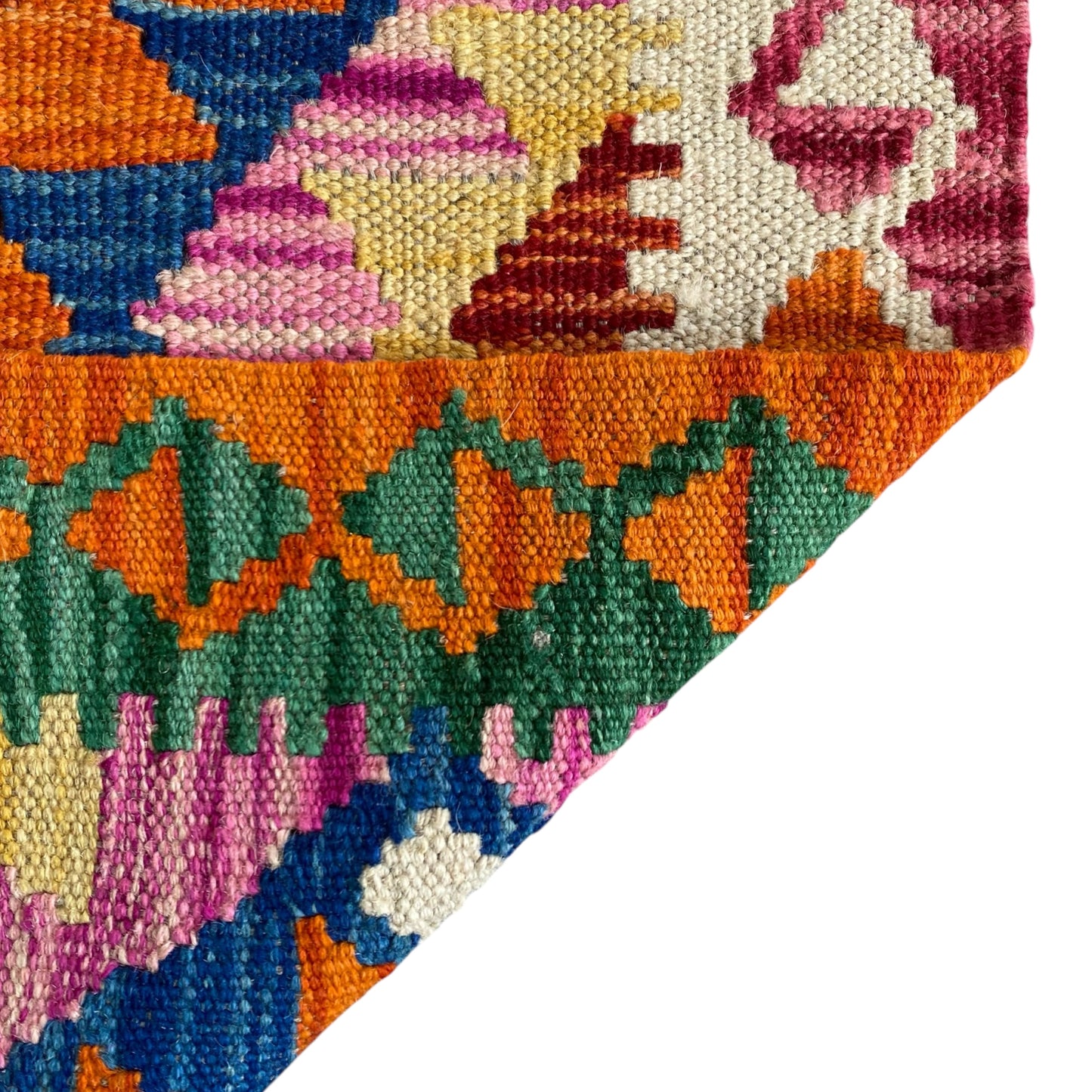 Orange Color Geometric Aztec Eye Dazzler Boho Kilim Rug