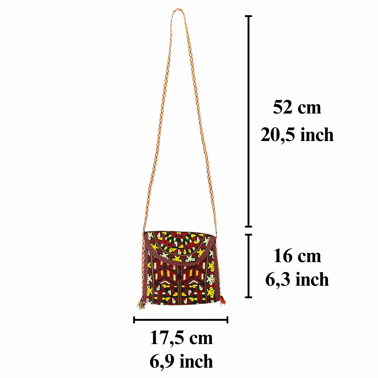 Yellow Red Ethnic Turkoman Crossbody Small Sling Bag / Pouch