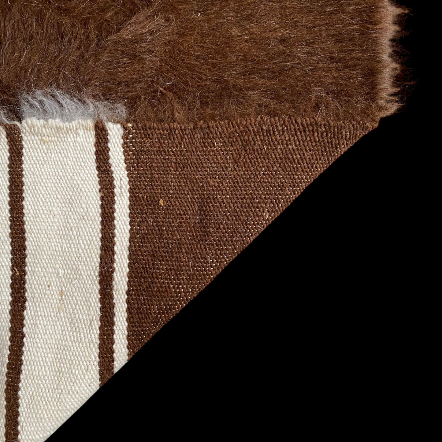 Alfombra de oración Kilim con manta de mohair y angora turca marrón