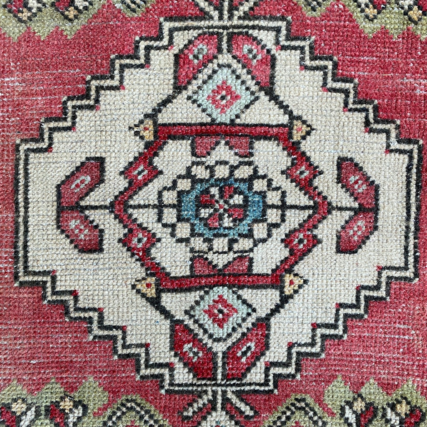 Vintage Turkish Oushak Carpet Doormat