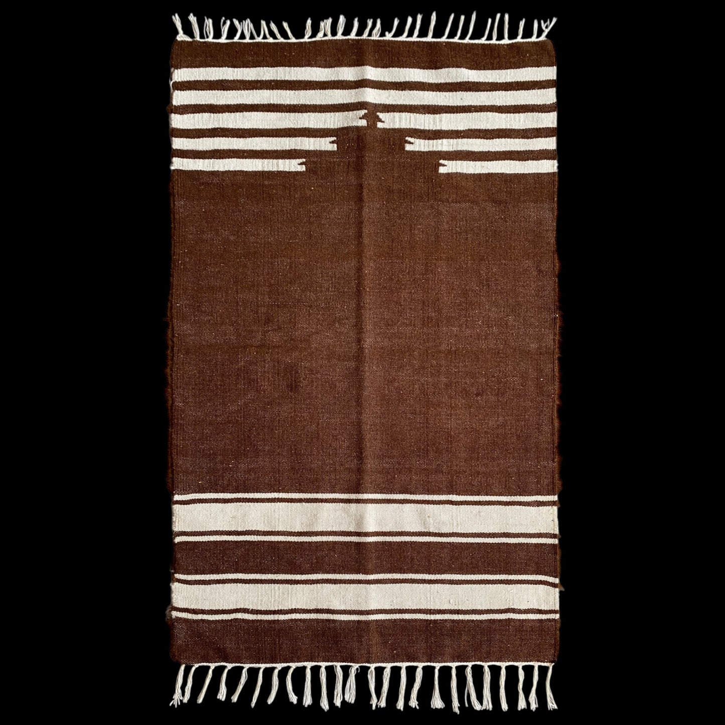 Alfombra de oración Kilim con manta de mohair y angora turca marrón