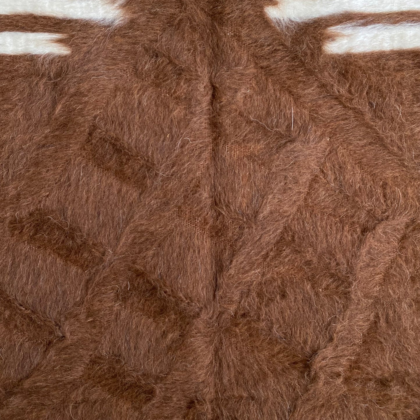 Alfombra de oración Kilim con manta de mohair y angora turca marrón