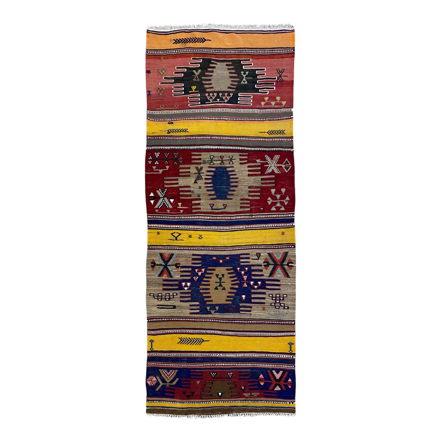 3'x7' Central Anatolian Cappadocia Kilim Rug