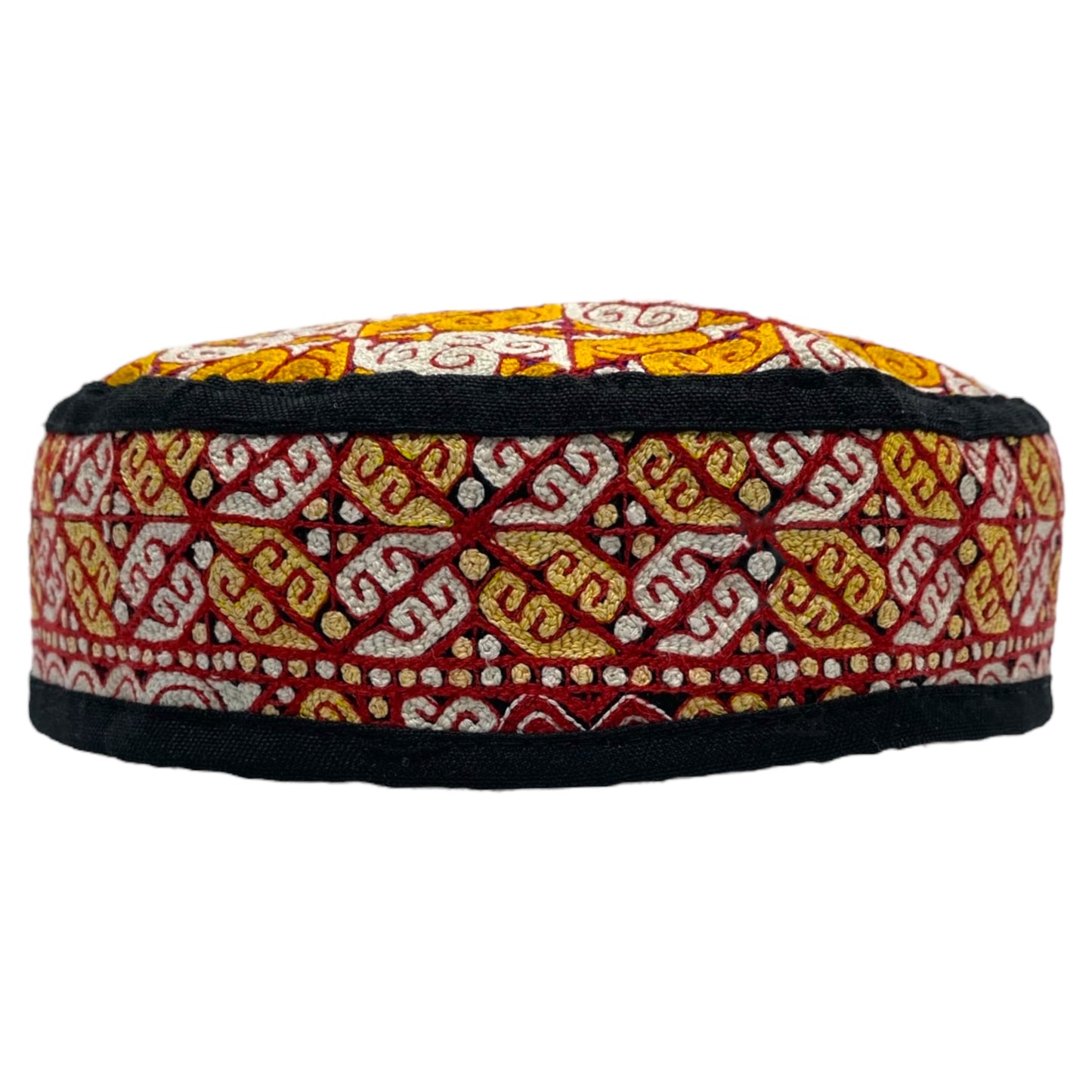 Yellow White Red Turkmen Amu Derya Hat