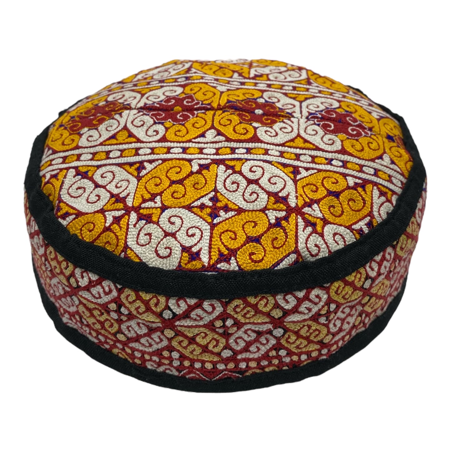 Yellow White Red Turkmen Amu Derya Hat
