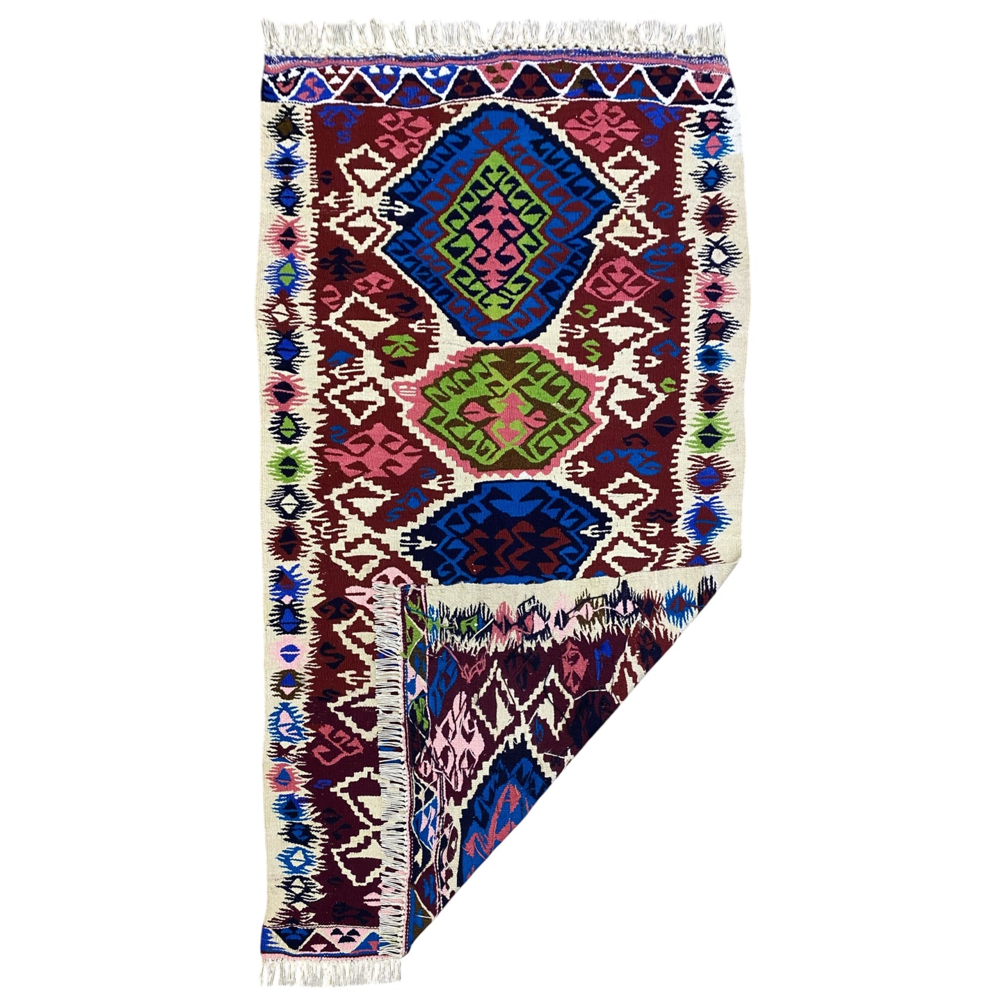Colorful Vintage Turkish Boho Kilim Rug