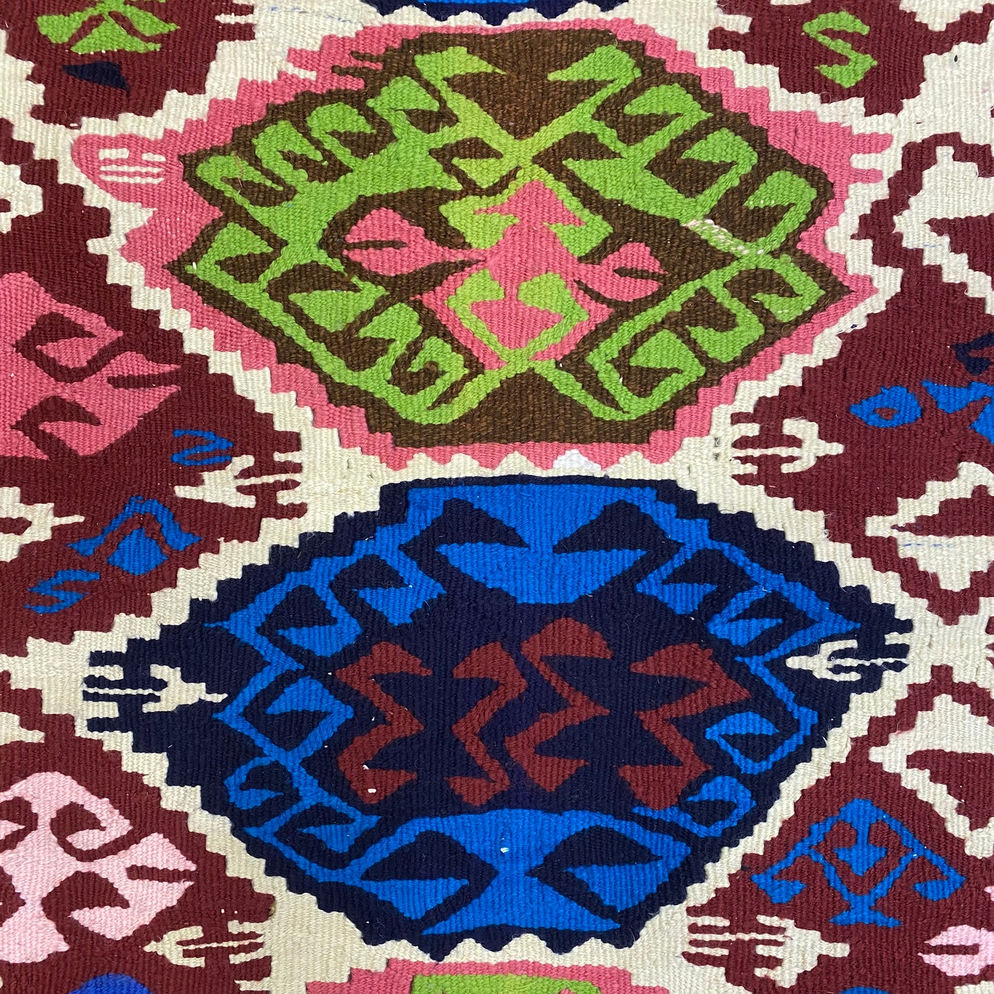 Colorful Vintage Turkish Boho Kilim Rug