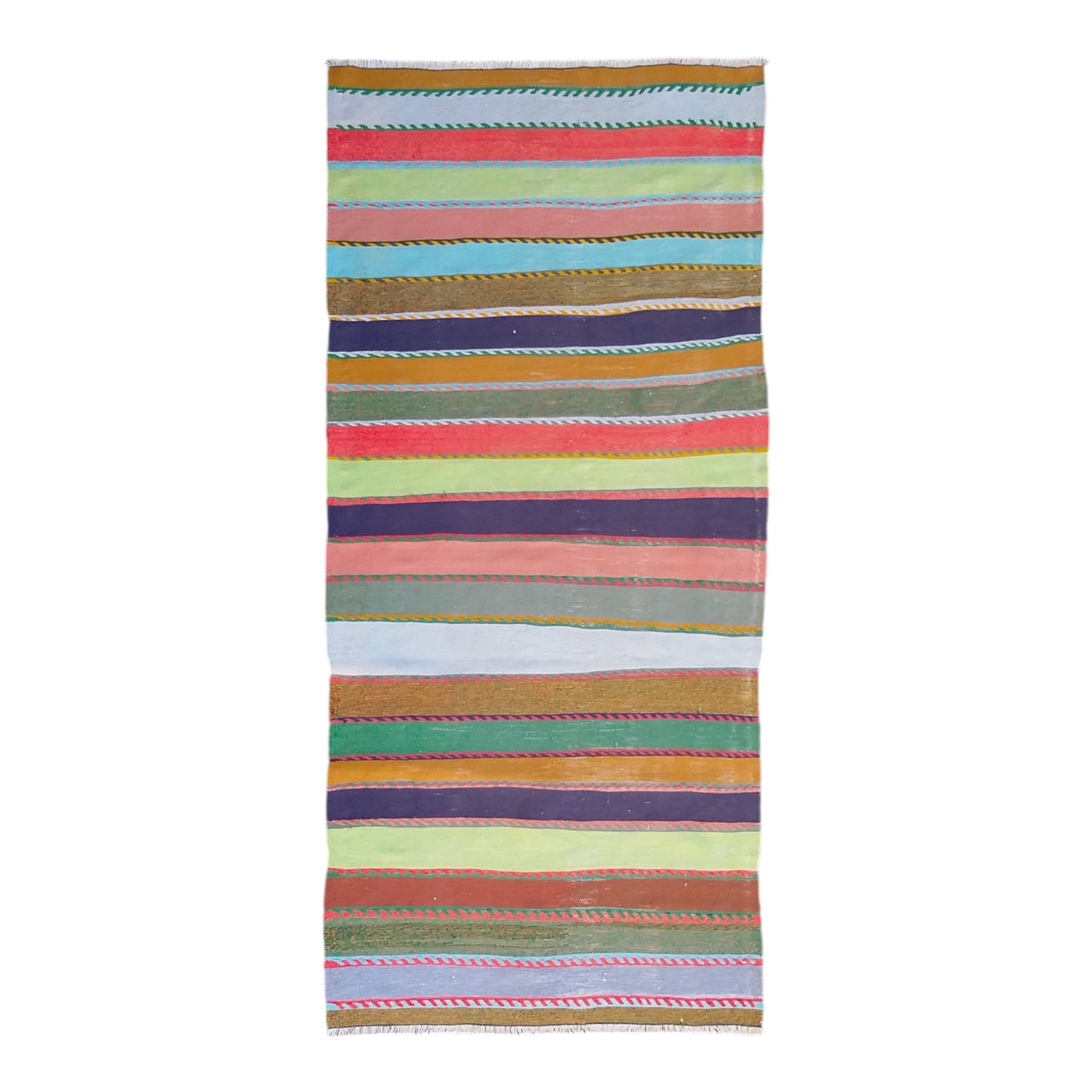 Colorful Striped Turkish Kilim Rug