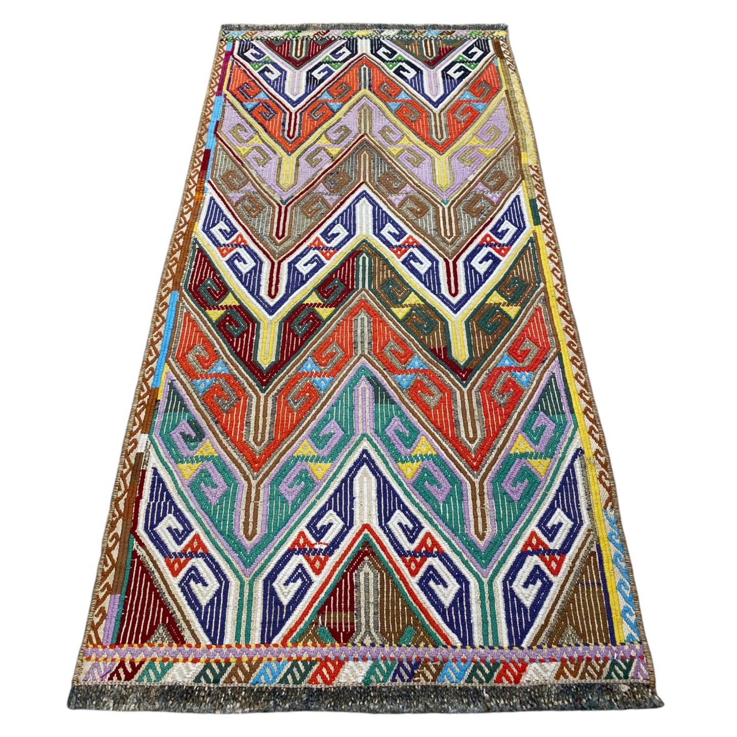 Alfombra kilim turca vintage colorida de Cicim/Jijim