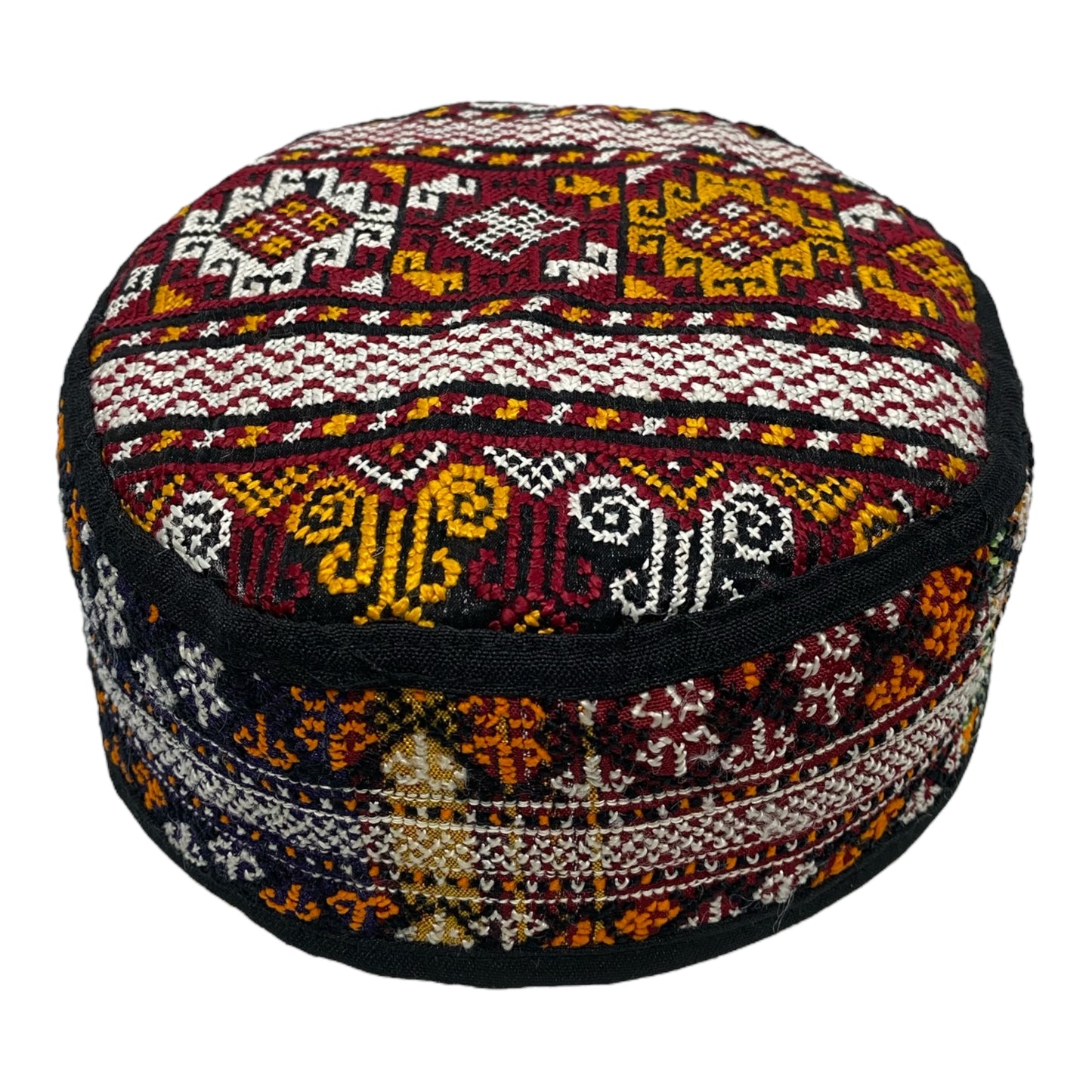 Red Yellow White Turkmen Kilim Hat