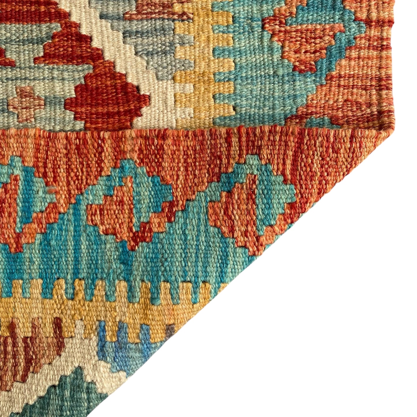 Geometric Design Hand Woven Wool Nomadic Tribal Kelim Rug