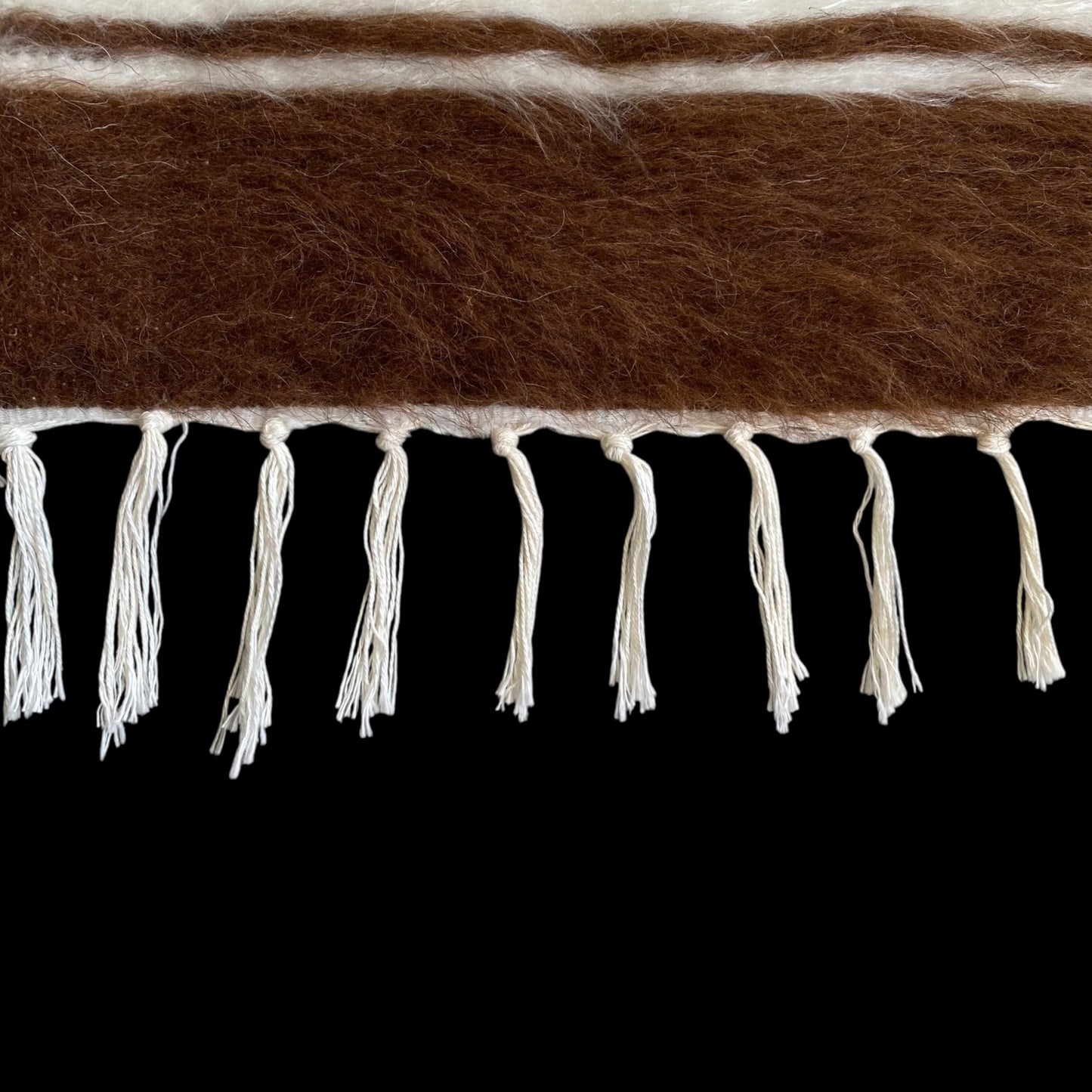 Alfombra de oración Kilim con manta de mohair y angora turca marrón