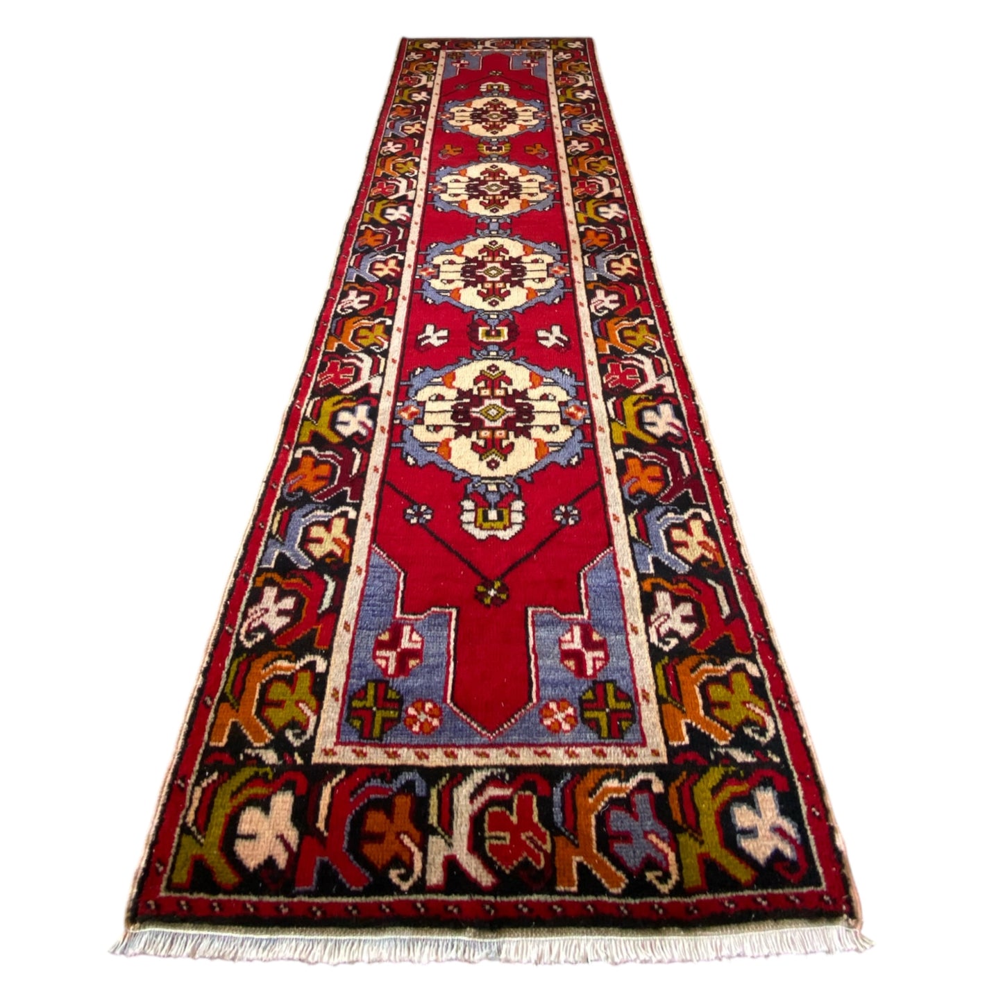 3'x10' Vintage Turkish Runner Rug