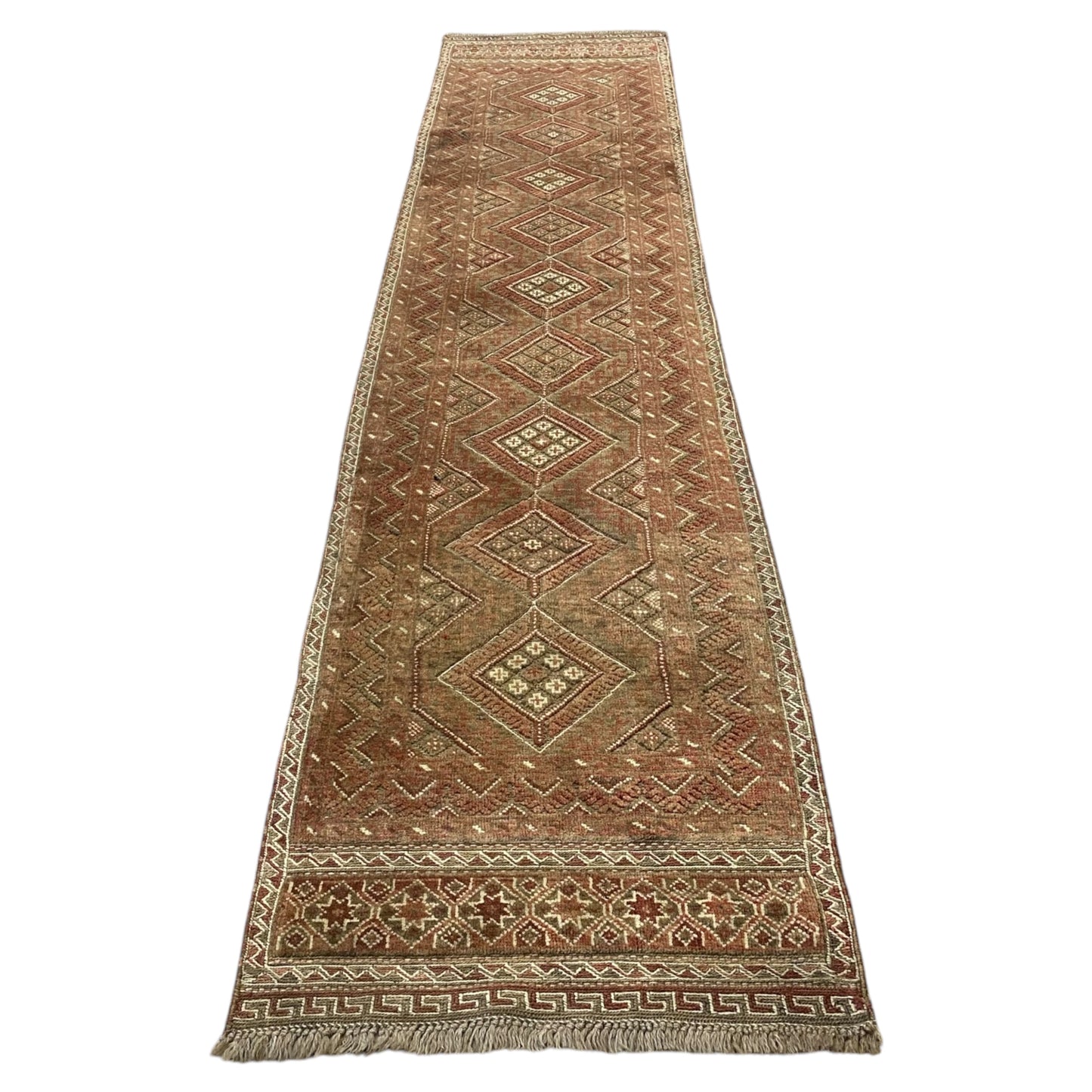 2'x9' Muted Pastel Color Tribal Runner Rug