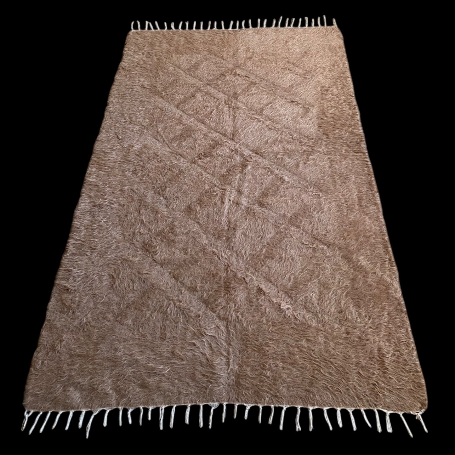 Angora Mohair Brown Turkish Siirt Blanket Kilim Rug