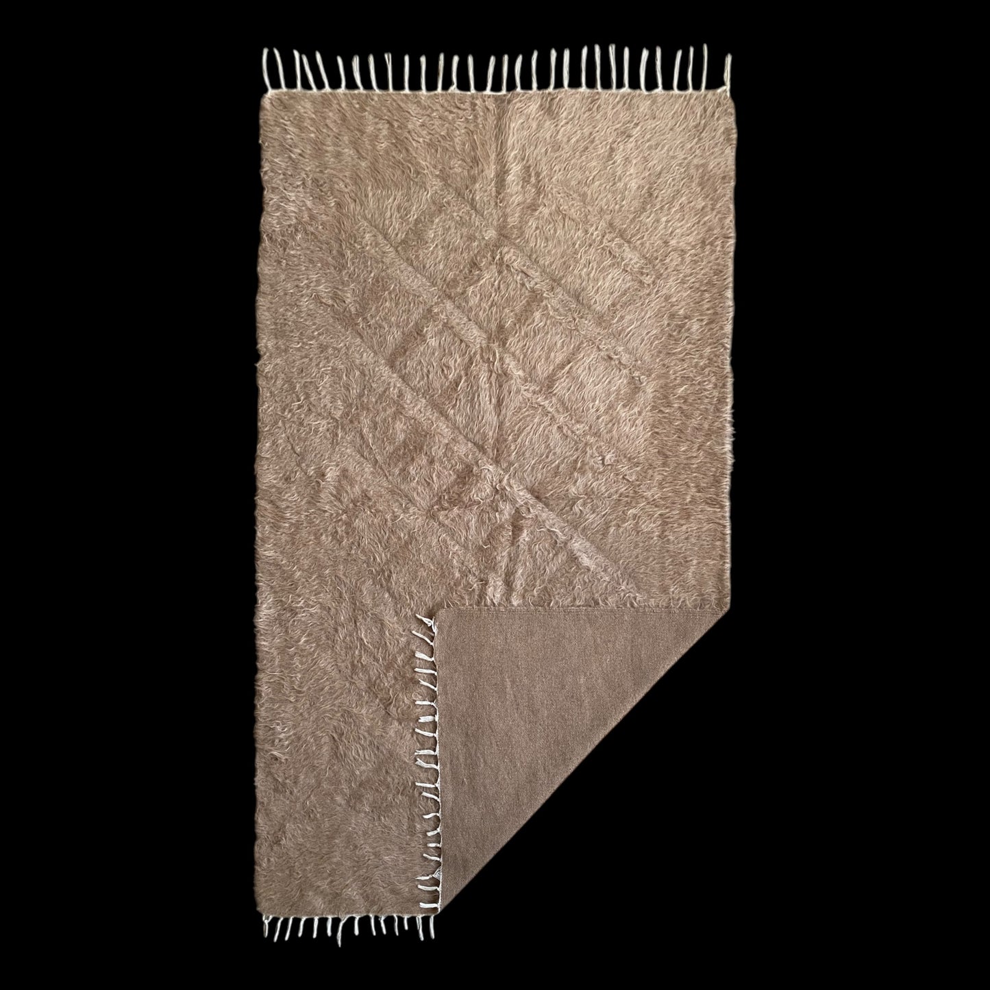 Angora Mohair Brown Turkish Siirt Blanket Kilim Rug