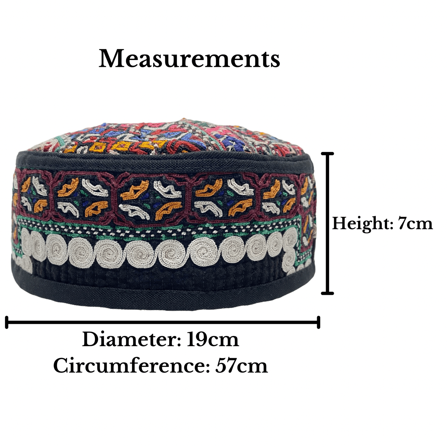 Colorful Turkmen Sahra Embroidered Hat - Kilim Art Gallery