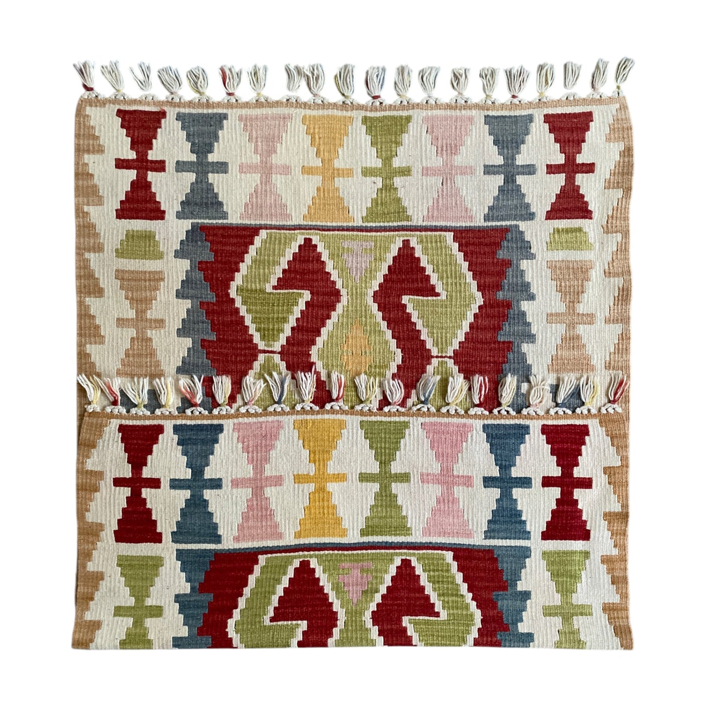 Ram's Horn Design Turkish Kayseri Kilim Rug - Kilim Art Gallery