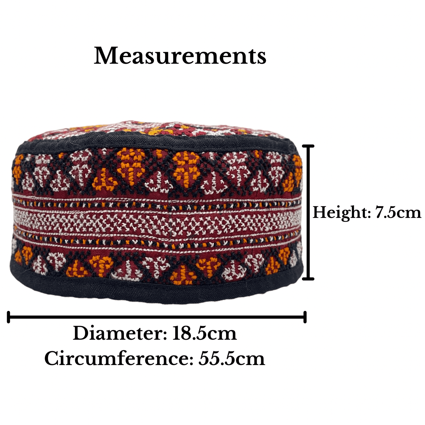 Red Yellow White Turkmen Kilim Hat - Kilim Art Gallery
