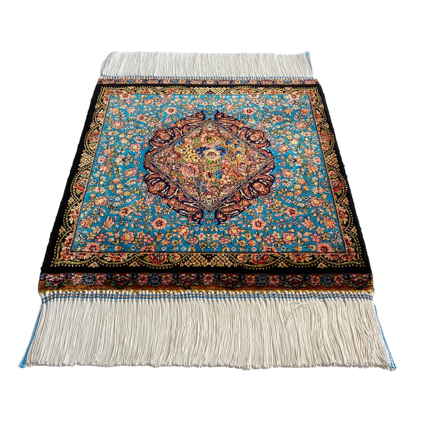 Small Blue Silk Carpet - Kilim Art Gallery