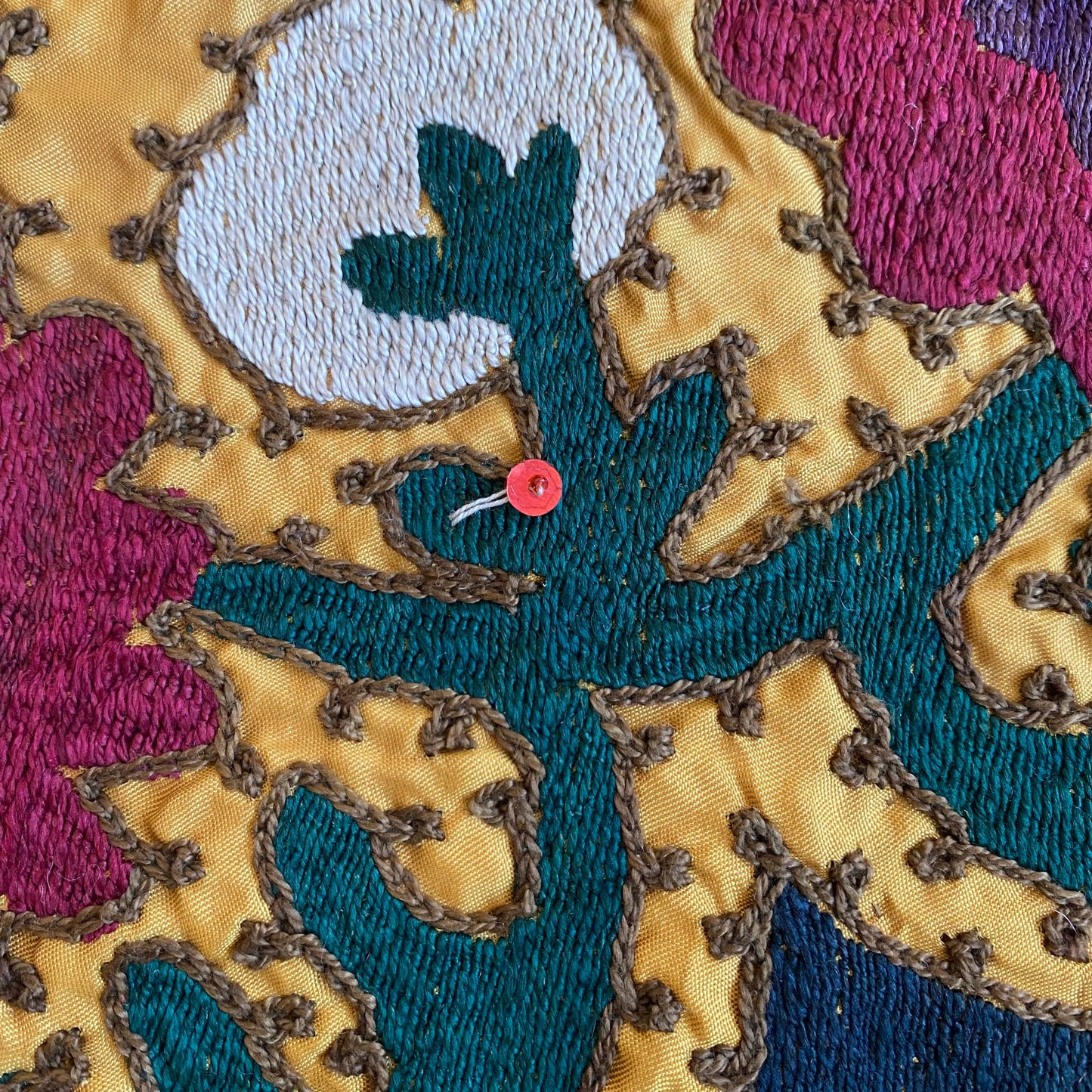 Yellow Square Suzani Textile Wall Hanging - Kilim Art Gallery