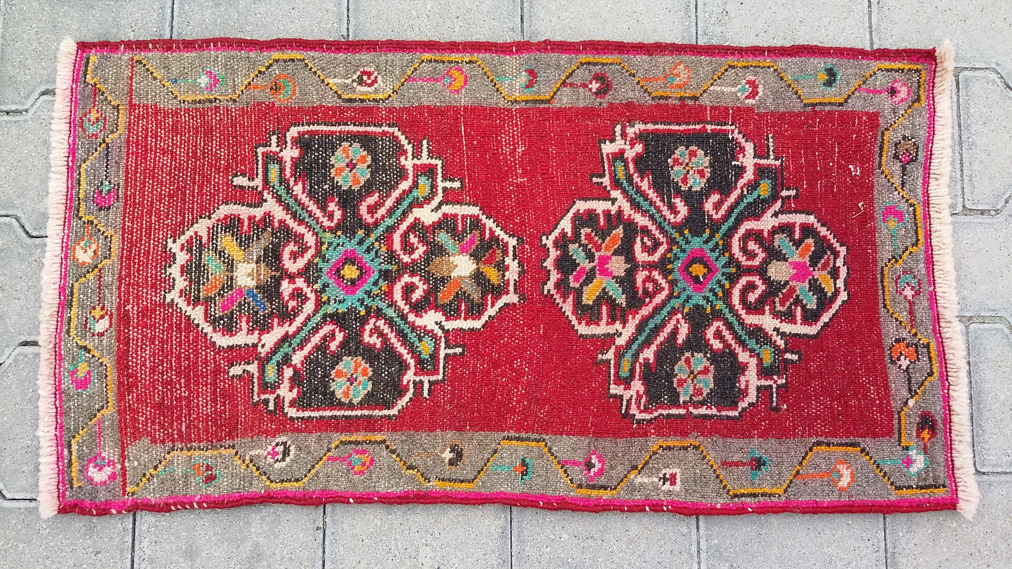 Alfombra pequeña nómada tribal turca Alfombra