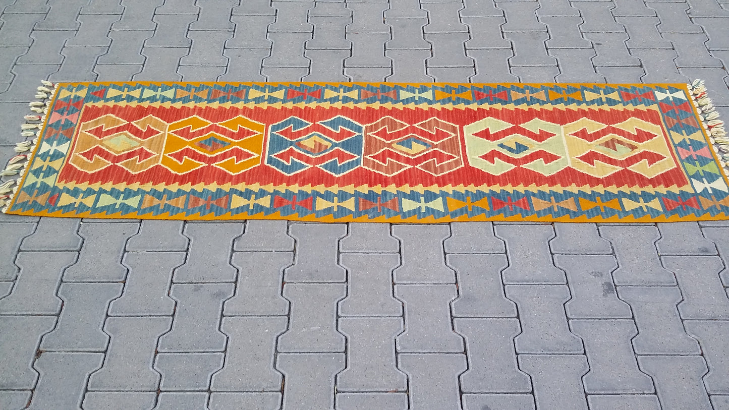 Narrow Turkish Kilim Runner Rug