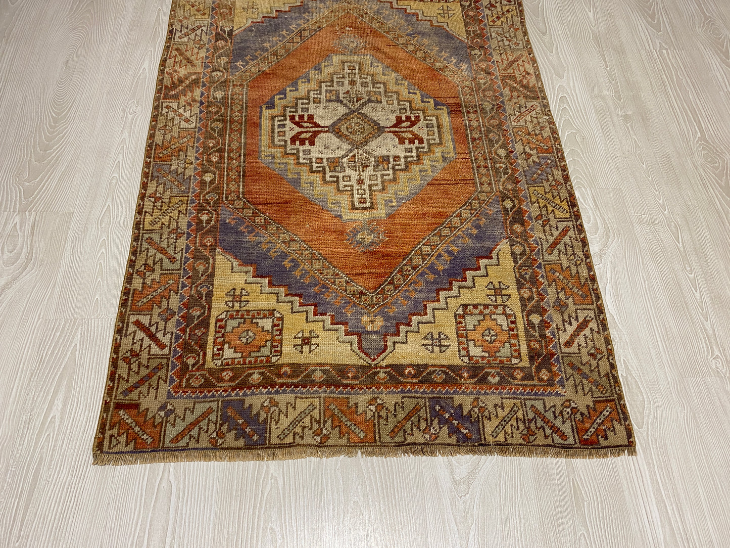 Terracotta Vintage Turkish Oushak Carpet Rug