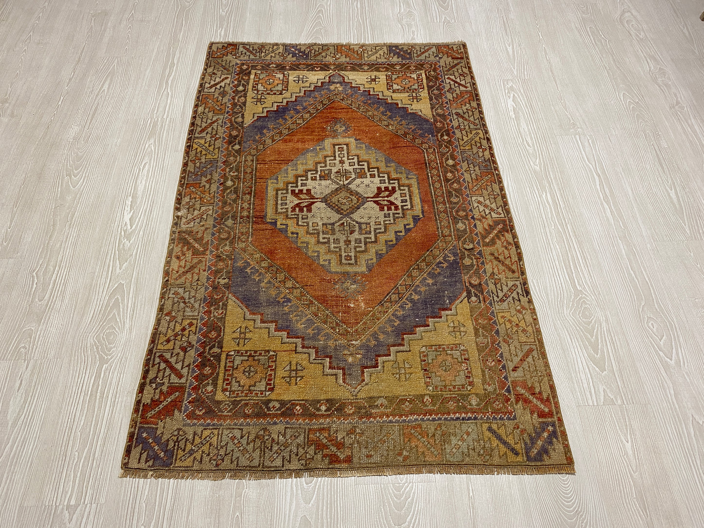 Terracotta Vintage Turkish Oushak Carpet Rug