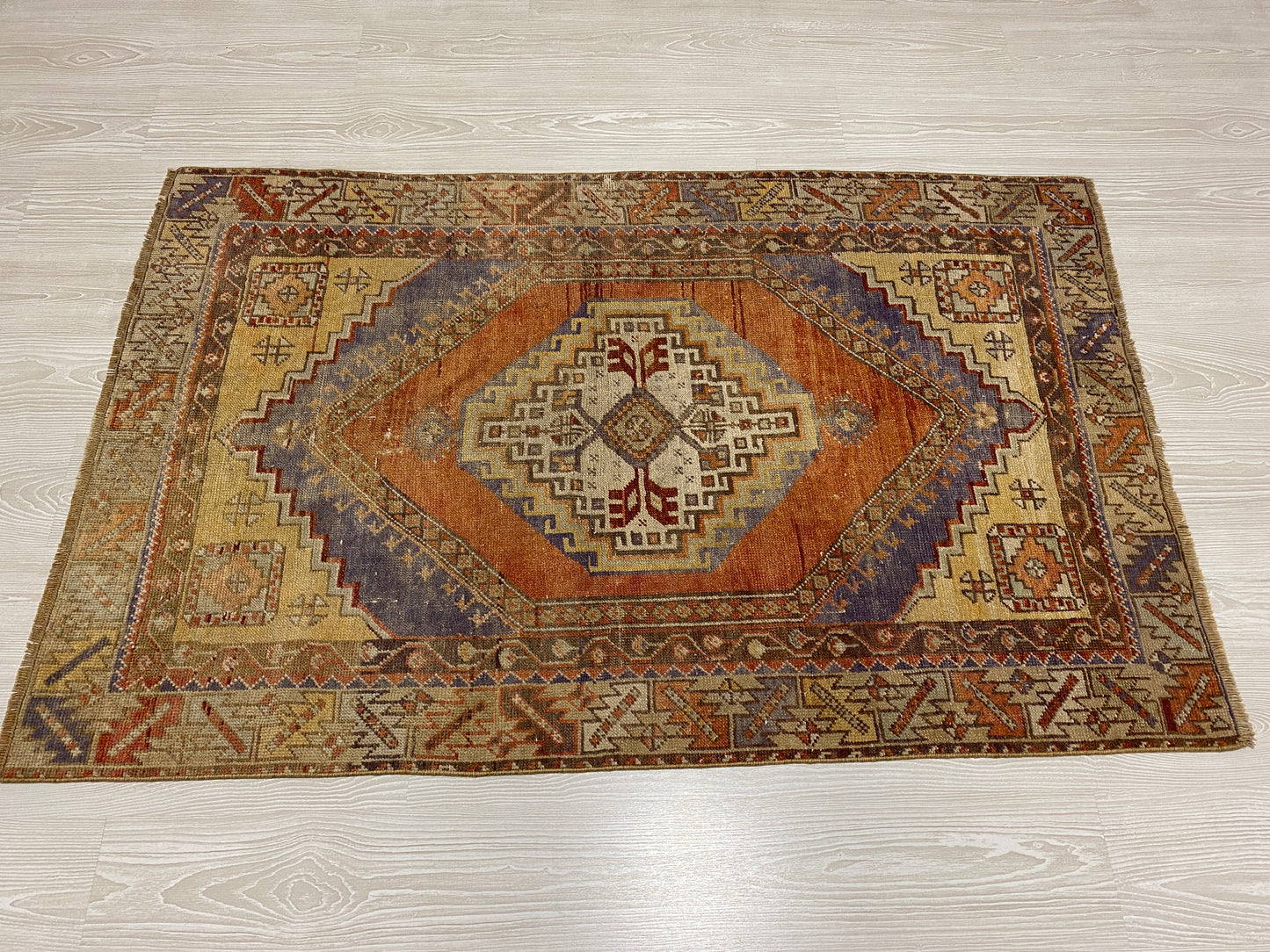 Terracotta Vintage Turkish Oushak Carpet Rug