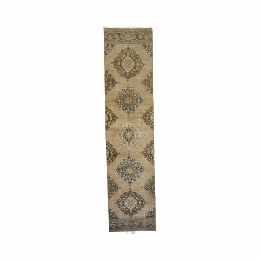 Extra Long Muted Color Turkish Oushak Runner Rug