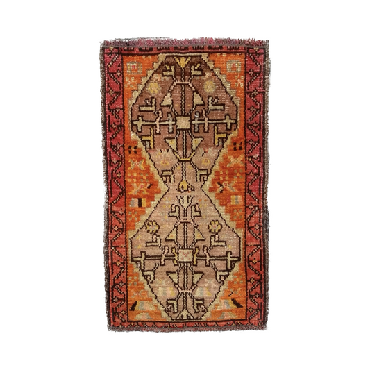 Collectable Orange Color East Anatolian Small Rug Carpet