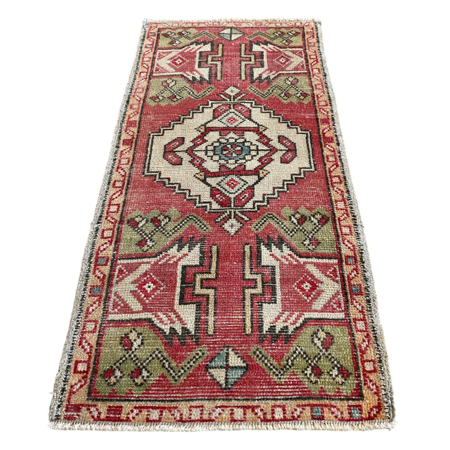 Vintage Turkish Oushak Carpet Doormat