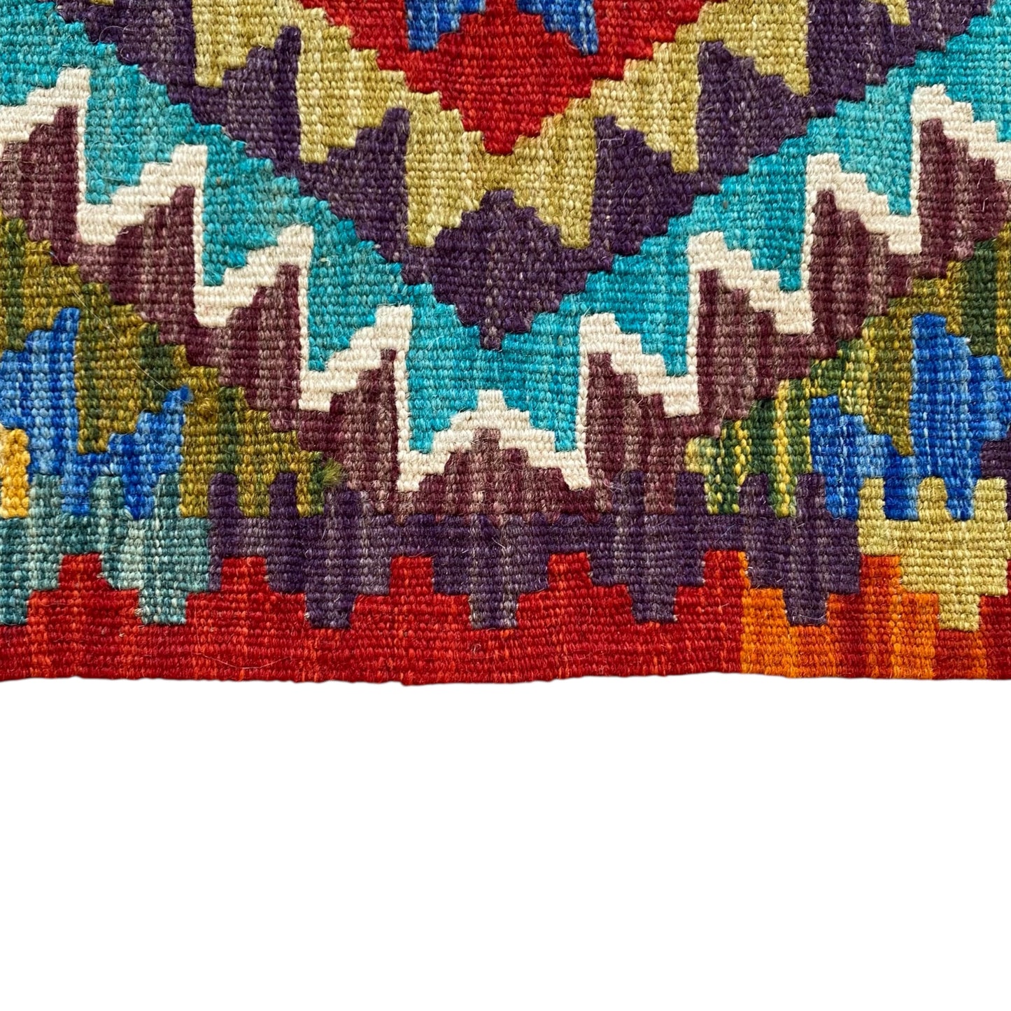 Geometric Aztek Design Narrow Short Kilim Runner Rug