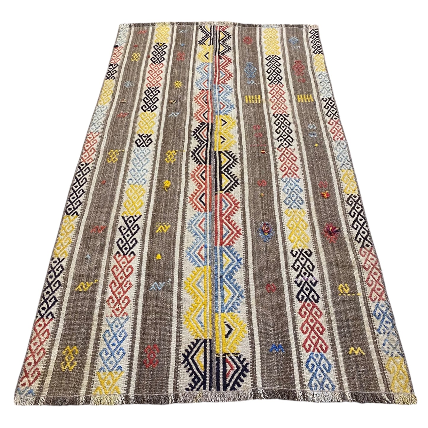 Striped Tribal Nomadic Cicim Kilim Rug