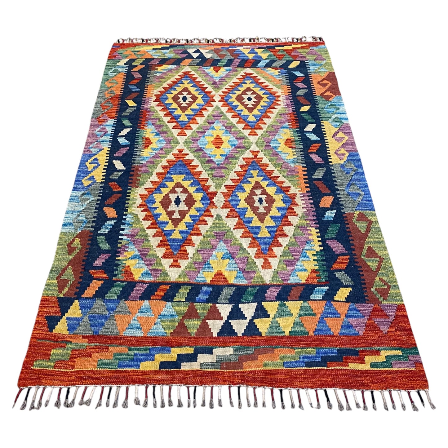 Colorful Geometric Tribal Kilim Rug