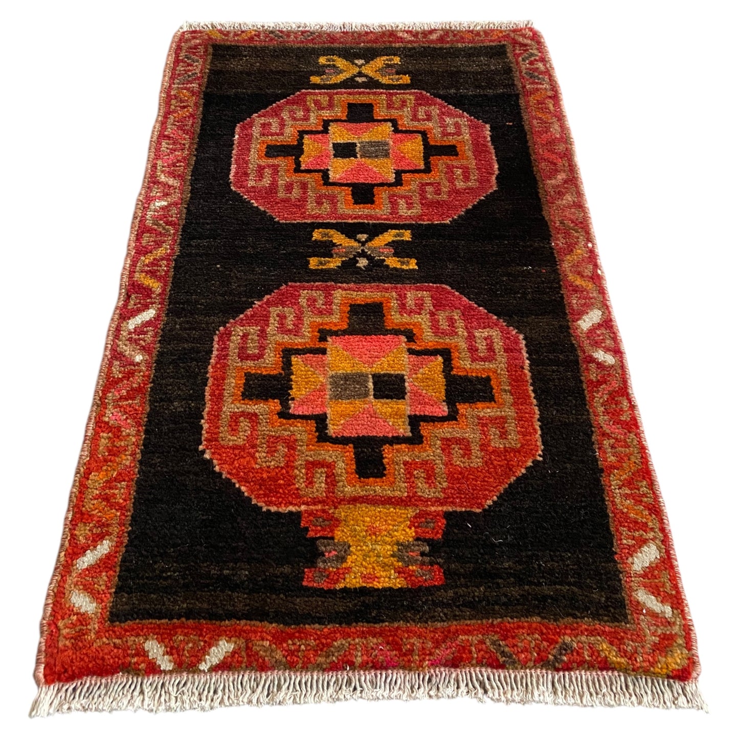 Vintage Small Caucassian Moghan Kazak Rug Memling Gul Carpet Rug