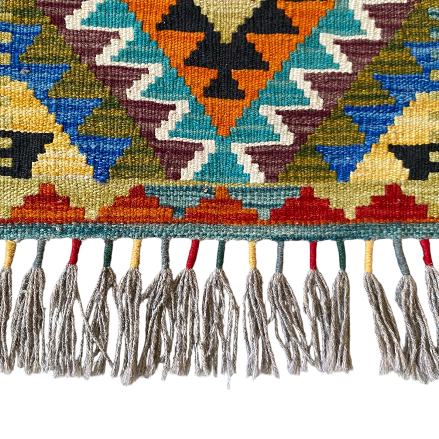 Geometric Aztek Design Narrow Short Kilim Runner Rug