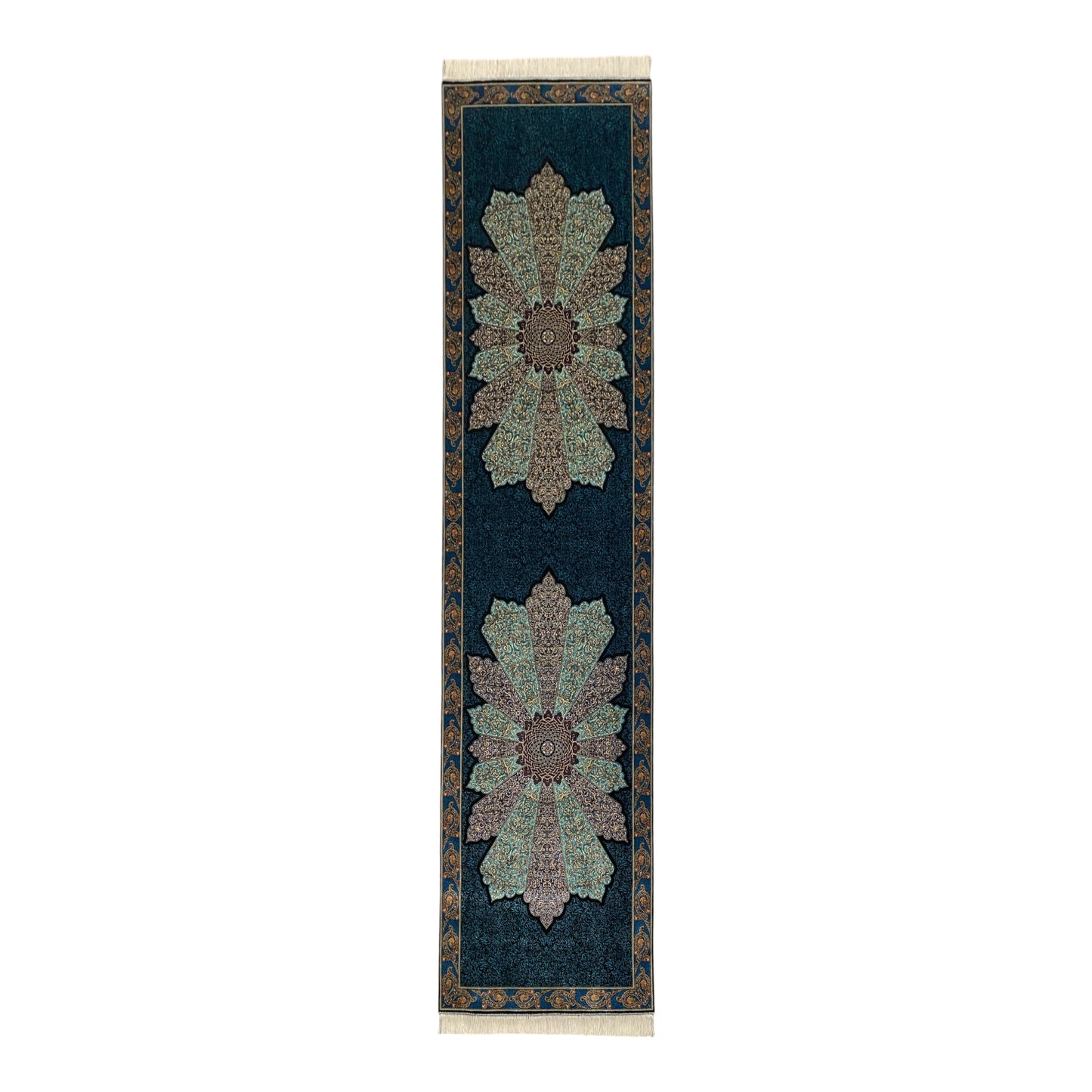 10 Ft Turquoise Blue Silk Runner Rug - Kilim Art Gallery