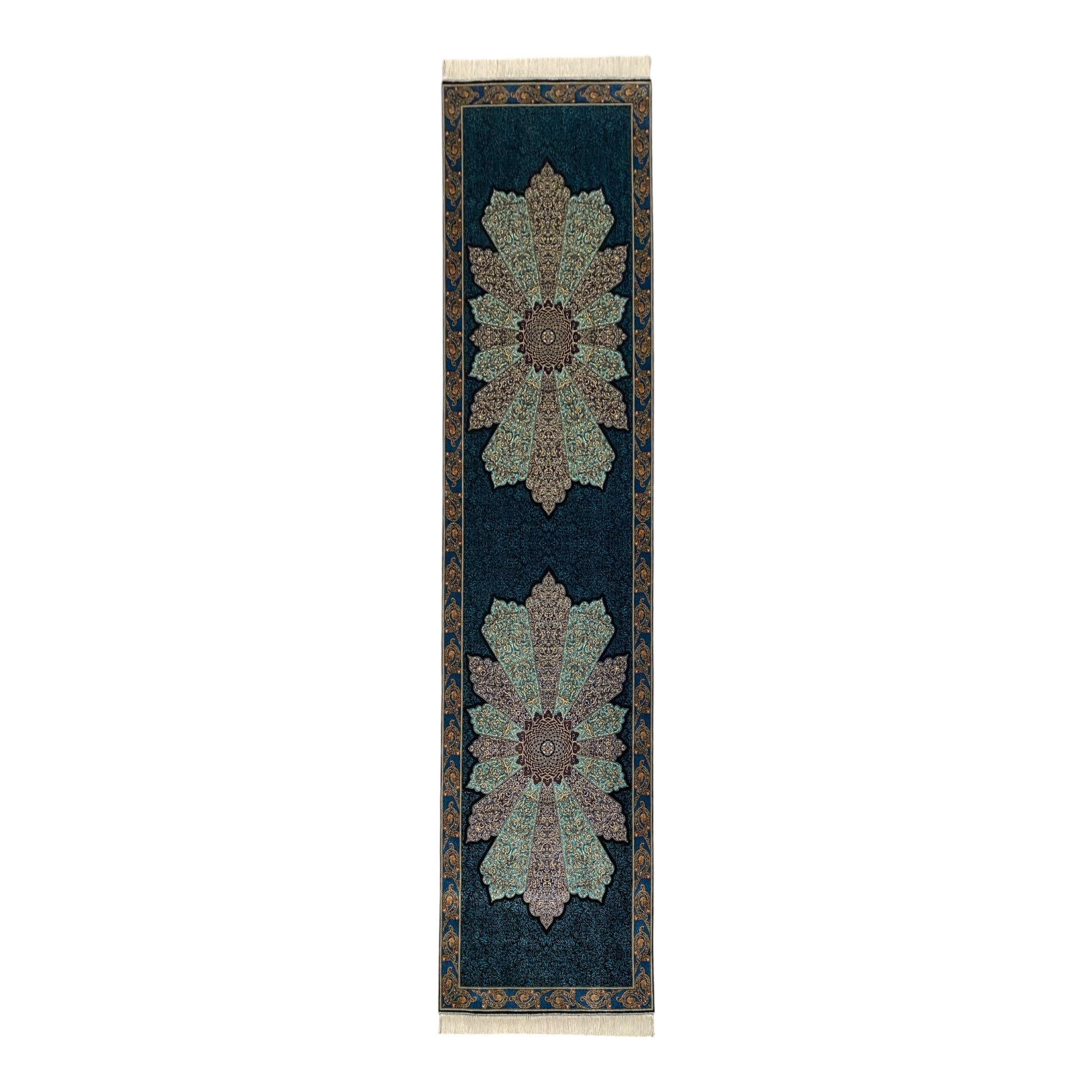 10 Ft Turquoise Blue Silk Runner Rug - Kilim Art Gallery