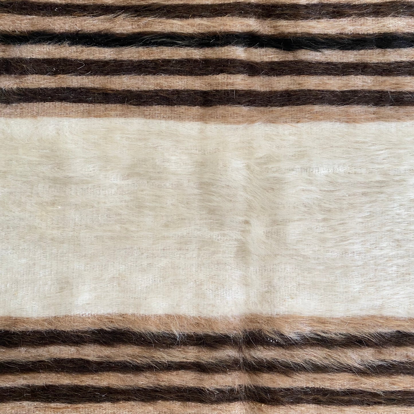 Vintage Striped Design Angora Mohair Siirt Blanket Kilim Rug