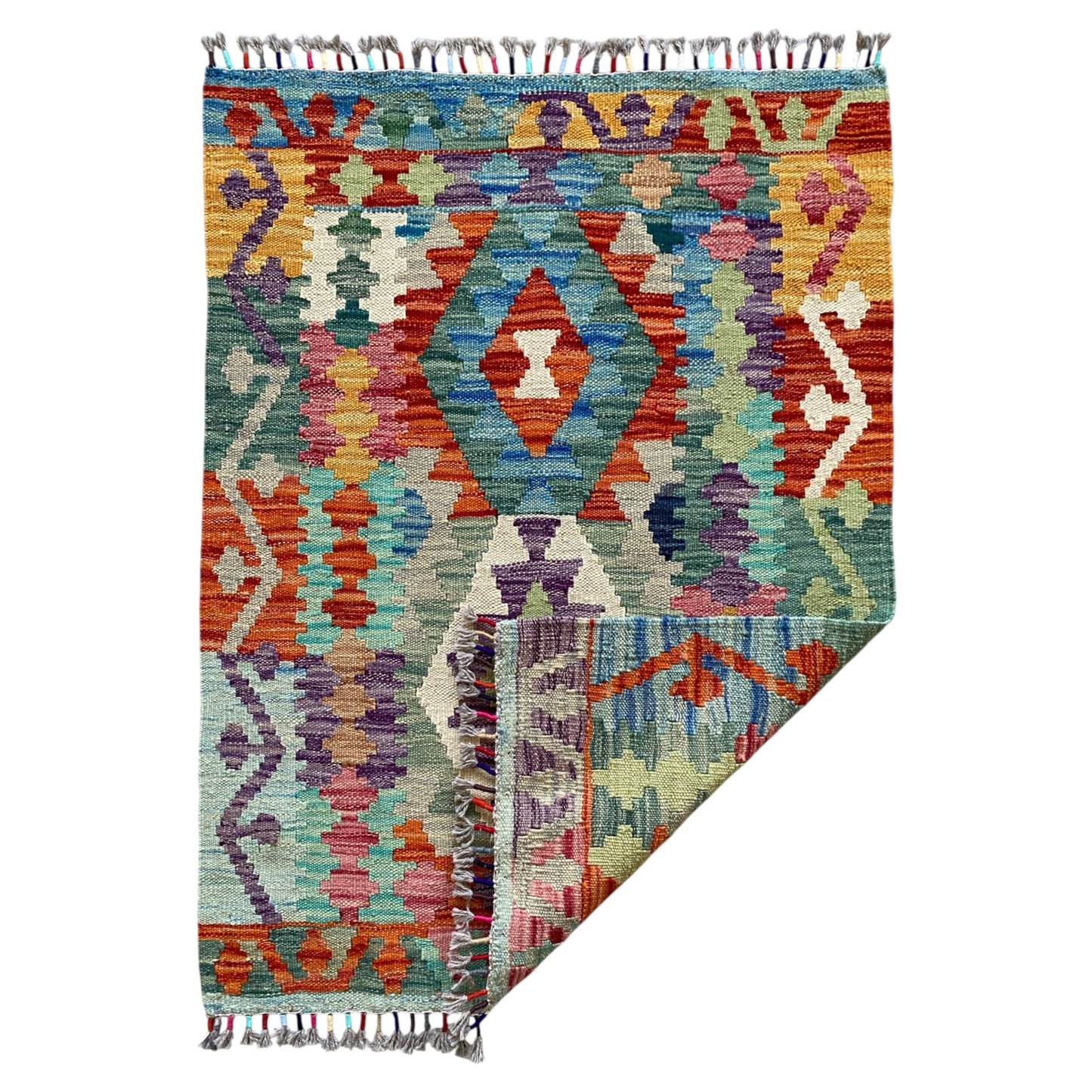 2'x3' Hand Woven Wool Kilim Rug