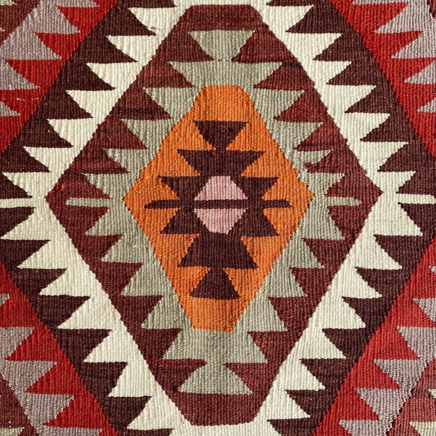 Geometric Aztec Design  West Anatolian Barak Kilim Rug