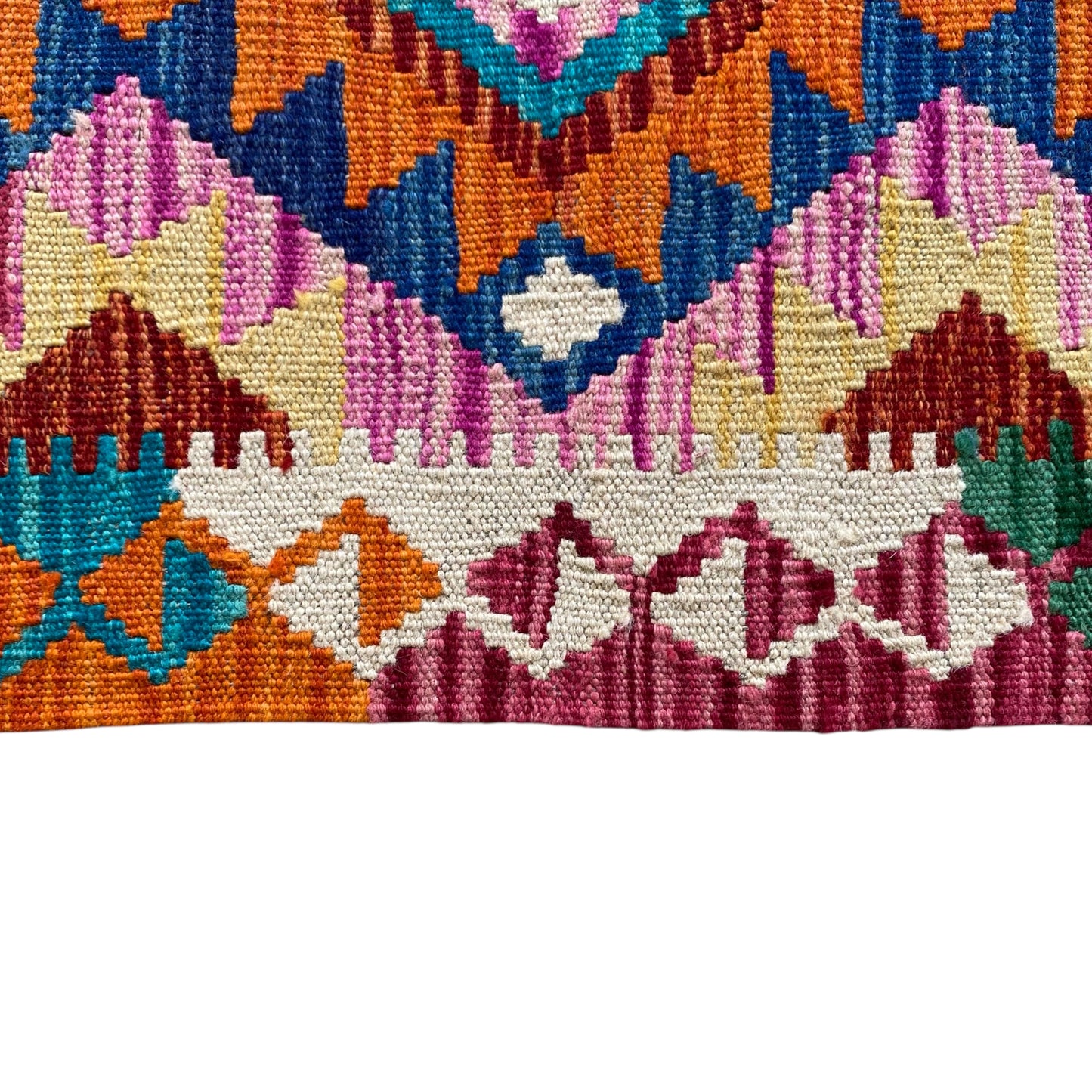 Orange Color Geometric Aztec Eye Dazzler Boho Kilim Rug